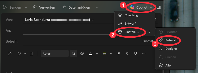 Copilot Outlook Einstellungen öffnen