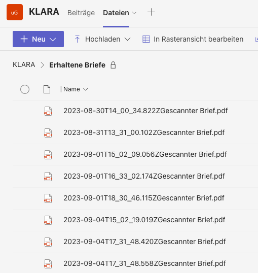 Screenshot der heruntergeladenen Dateien